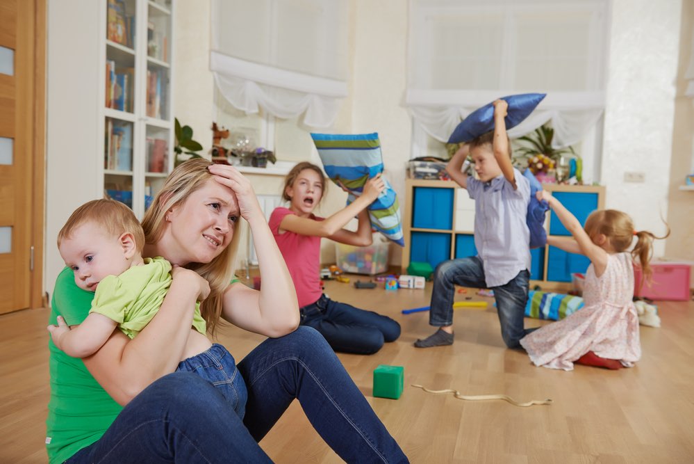 Mother Stressed out with Multiple Kids